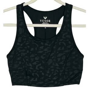 Venor Black Gray Animal Print Padded Sports Bra‎ Size XS
